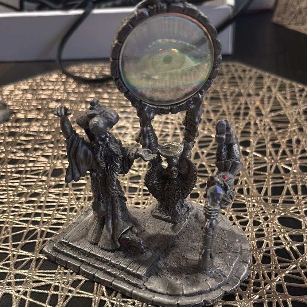 Mystical Silver Wizard Art Sculpture